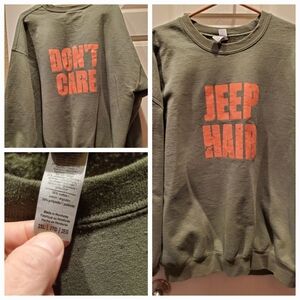 Gildan Olive Green Sweatshirt with Orange Print